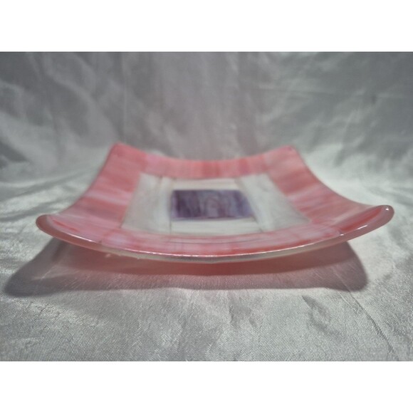 Small Fused Glass Square Trinket Dish 5.5" X 5.5" - Picture 2 of 13